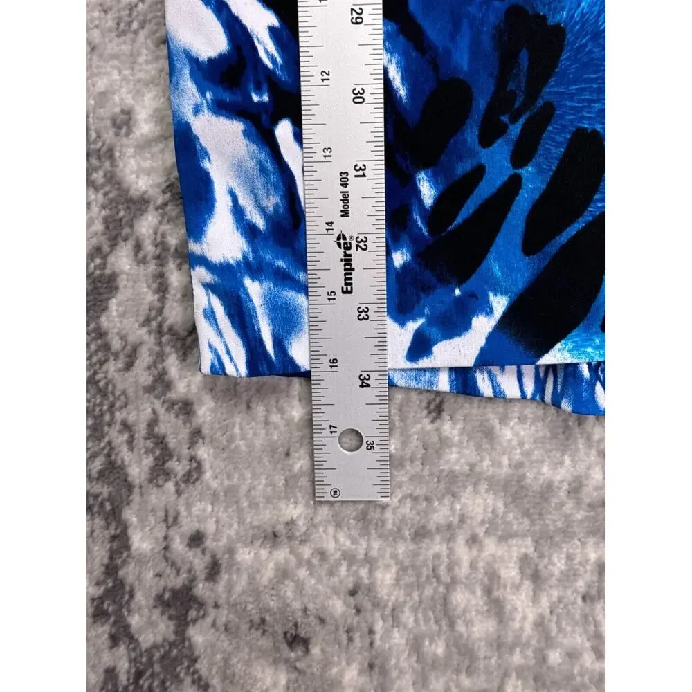 Cache Dress 12 Womens Blue Abstract Leopard Sheath Cocktail